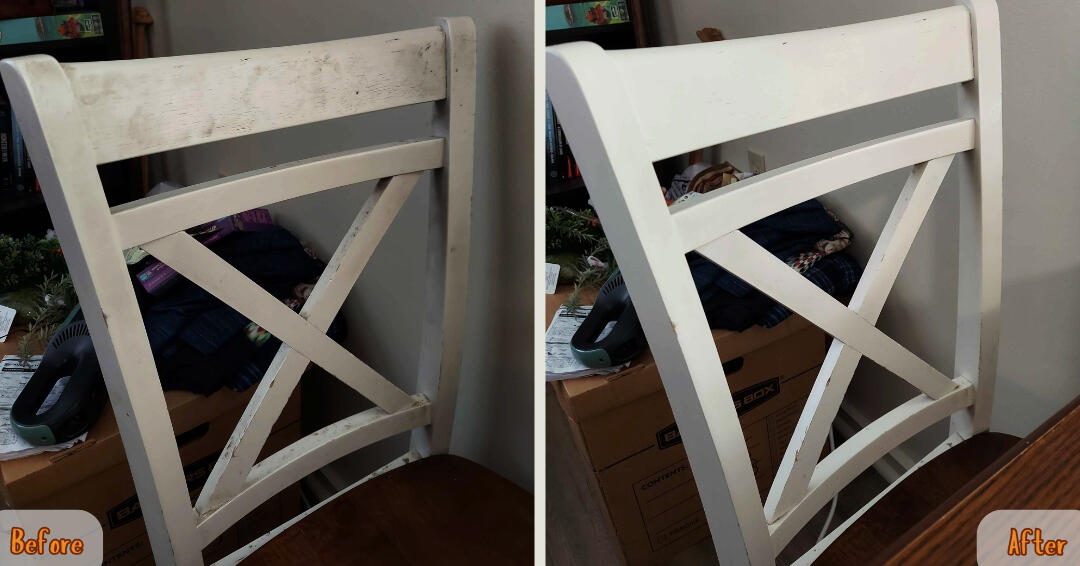 Dining room chair that got a deep cleaning.